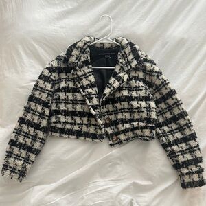 Black and White Cropped Jacket